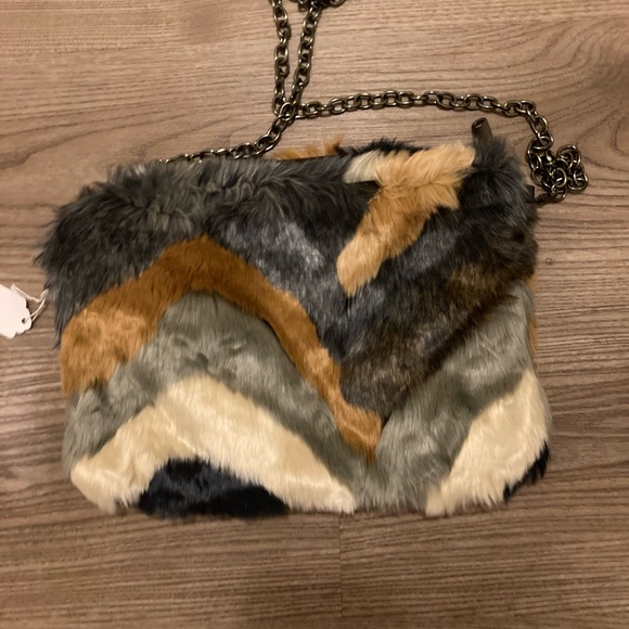 Chic Multicolor Faux Fur Shoulder Bag - Picture 2 of 3
